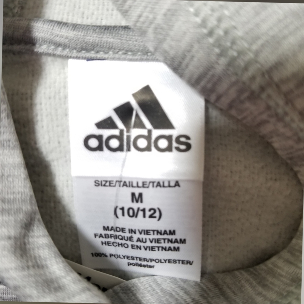 NWT. ADIDAS Grey with Blue Sweatshirt Hoodie. Boys - Picture 7 of 9